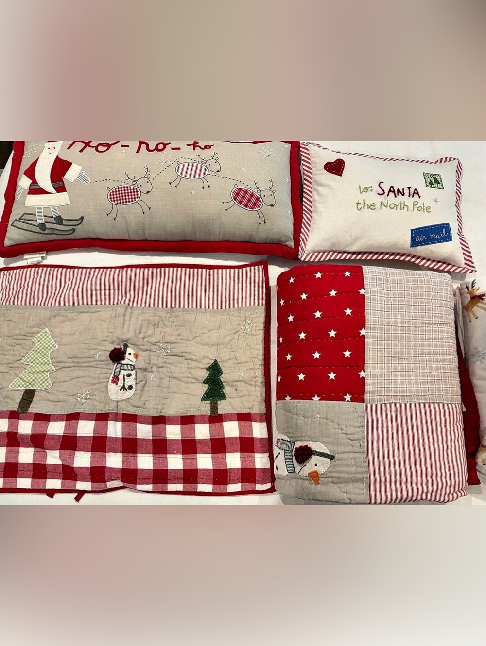 Pottery Barn Kids - Christmas Patchwork Quilt Red & White